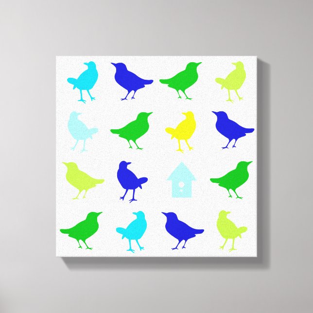 Painting of Coloured Birds by Chariklia Zarris Canvas Print (Front)