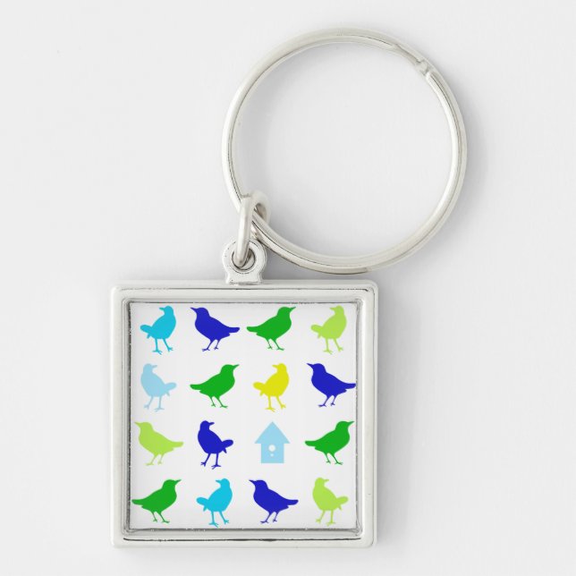 Painting of Coloured Birds by Chariklia Zarris Keychain (Front)