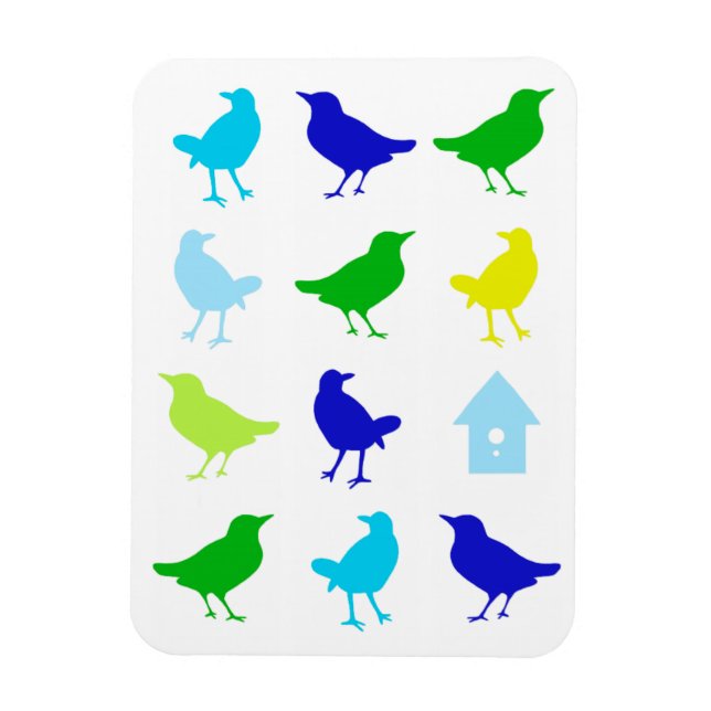 Painting of Coloured Birds by Chariklia Zarris Magnet (Vertical)