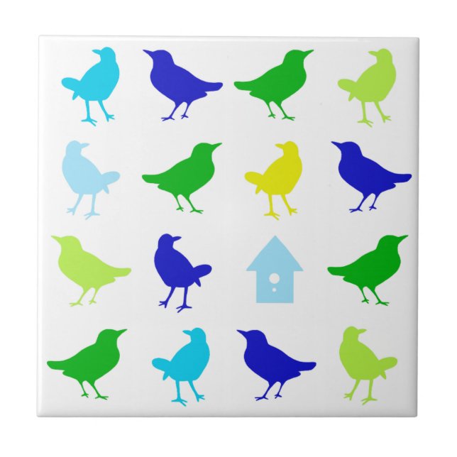 Painting of Coloured Birds by Chariklia Zarris Tile (Front)