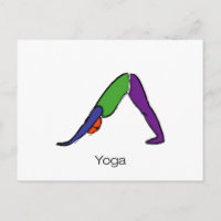 Painting of downward dog yoga pose with yoga text.