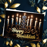 Painting of Elegant Menorah Gold Blue Foil Holiday<br><div class="desc">Painting of Elegant Menorah Gold Blue</div>