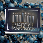 Painting of Elegant Menorah Gold Blue Foil Holiday Card<br><div class="desc">Painting of Elegant Menorah Gold Blue</div>