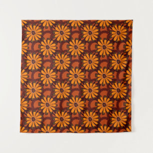 Painting of falling flowers, doodles, grunge textu tapestry