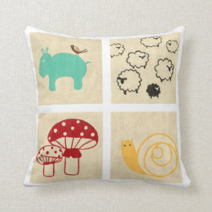 Painting of Four Children's Wood Blocks Throw Pillow