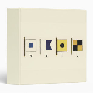 Painting of Four Flags with Sail Written Beneath Binder