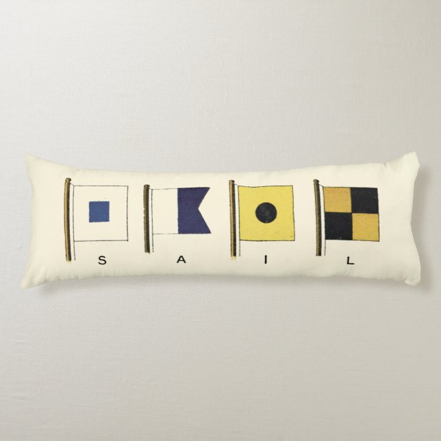 Painting of Four Flags with Sail Written Beneath Body Pillow (Front)