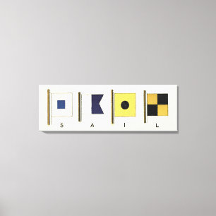 Painting of Four Flags with Sail Written Beneath Canvas Print