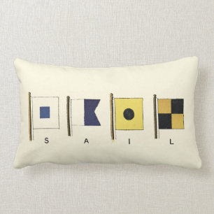 Painting of Four Flags with Sail Written Beneath Lumbar Pillow