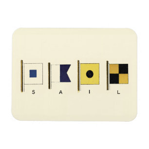Painting of Four Flags with Sail Written Beneath Magnet
