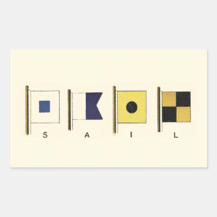 Painting of Four Flags with Sail Written Beneath Sticker