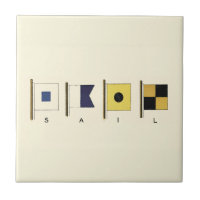 Painting of Four Flags with Sail Written Beneath