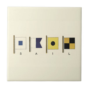 Painting of Four Flags with Sail Written Beneath Tile