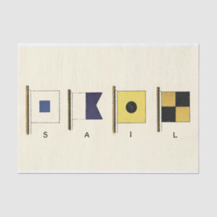 Painting of Four Flags with Sail Written Beneath Tissue Paper