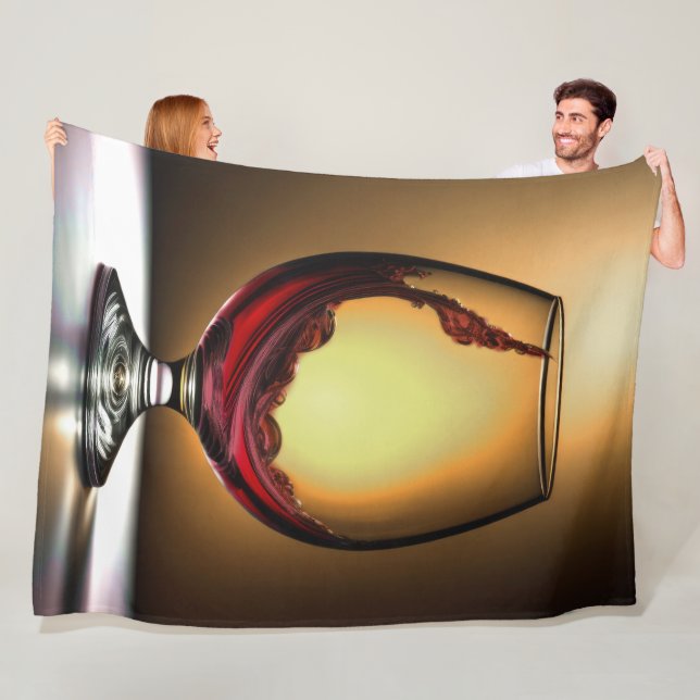 Painting of Glass of Red Wine Fleece Blanket (In Situ)
