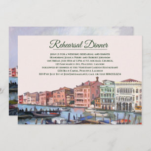 Painting of Grand Canal Rehearsal Dinner Invitation