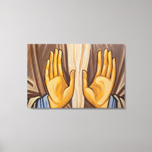 Painting Of Hands In A Church Canvas Print