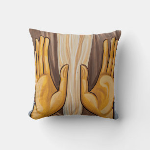 Painting Of Hands In A Church Throw Pillow