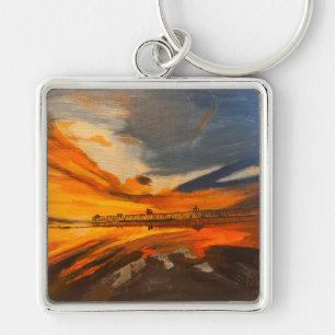 Painting of Scripps Pier, La Jolla, CA Keychain