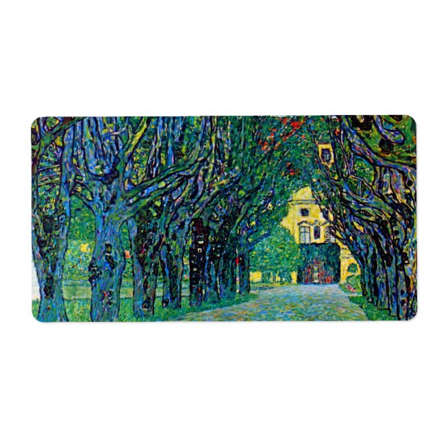 Painting of tree lined path Klimt art stickers (Front)
