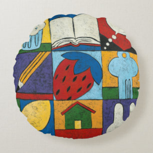 Painting of Various Objects by Chariklia Zarris Round Pillow
