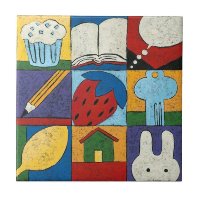 Painting of Various Objects by Chariklia Zarris Tile (Front)