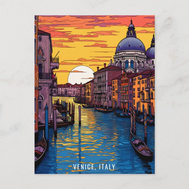 Painting of Venice at Sunset | Italy Travel | Art Postcard (Front)
