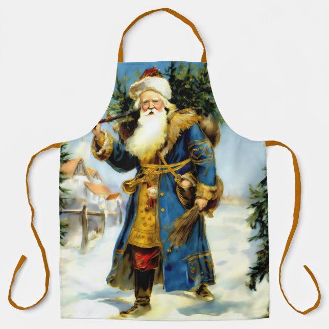 Painting of Vintage Father Christmas Apron (Front)