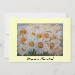 Painting of white daisies garden invitation