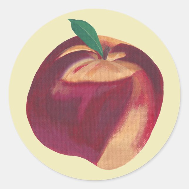 Painting of Whole Ripe Peach, Fruit Stickers (Front)