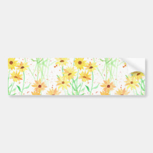 Painting of yellow echinacea flowers bumper sticker