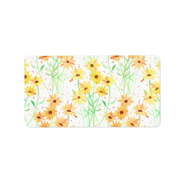 Painting of yellow echinacea flowers label (Front)