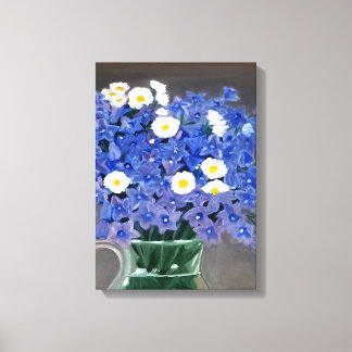Painting on canvas print blue flowers