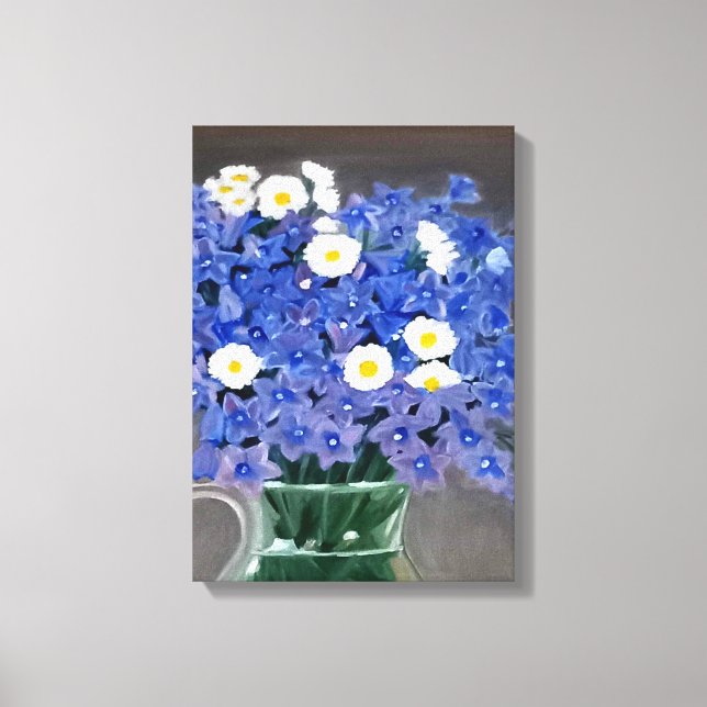 Painting on canvas print blue flowers (Front)