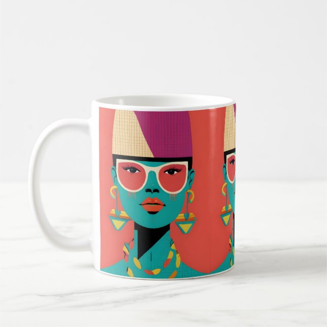 Painting on ceramics Girl painted on ceramics Coffee Mug (Left)