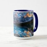 Painting on Moraine Mug<br><div class="desc">This photo features Lake Moraine,  in Lake Louise,  Alberta. This shot is from the top of the rock pile a very classic shot. The reflection was just stunning at sunset with the colour in the clouds.</div>