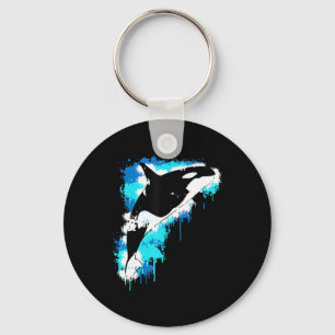 Painting Orca Whale Watercolor Painting Artful Keychain
