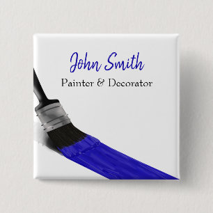 Painting Painter Service Company Brush Blue 2 Inch Square Button