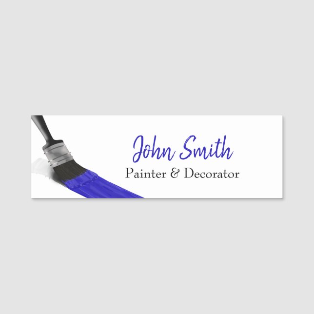 Painting Painter Service Company Brush Blue Name Tag (Front)