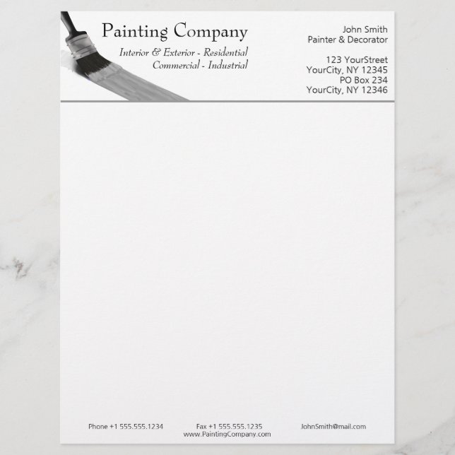 Painting Painter Service Company Brush Grey Letterhead (Front)