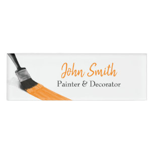 Painting Painter Service Company Brush Orange Name Tag