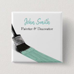 Painting Painter Service Company Brush Pastel Mint 2 Inch Square Button