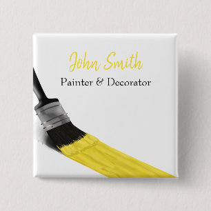 Painting Painter Service Company Brush Yellow 2 Inch Square Button