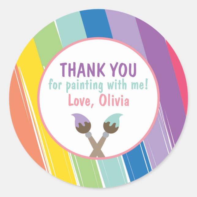 Painting Party Circle Stickers (Front)