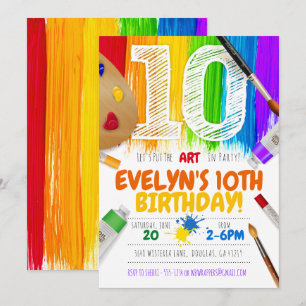 Painting Party Invitation, Art Birthday Party - 10 Invitation