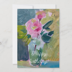 Painting ,pinks roses  holiday card