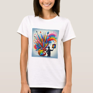 Painting rainbow colourful tshirt