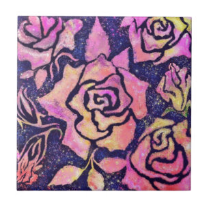 Painting Rose Ceramic Tile