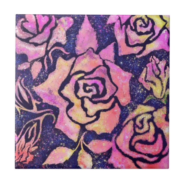 Painting Rose Ceramic Tile (Front)