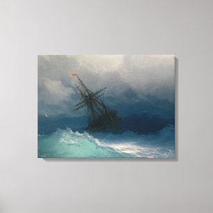 Painting sea ship Premium Wrapped Canvas (Gloss)